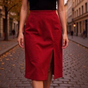 Vintage 80s DANIER Suede Midi Leather Pencil Skirt Size 14
